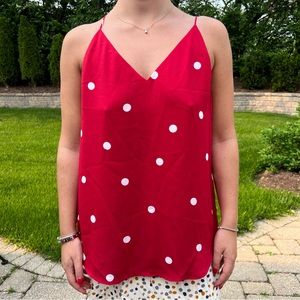 Red polka dot tank